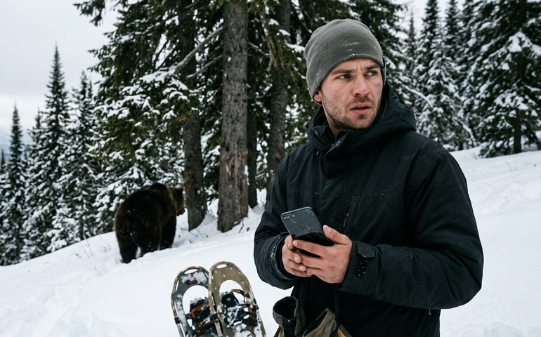 Smartphone serve de escudo e salva snowboarder de ataque de urso na Rússia