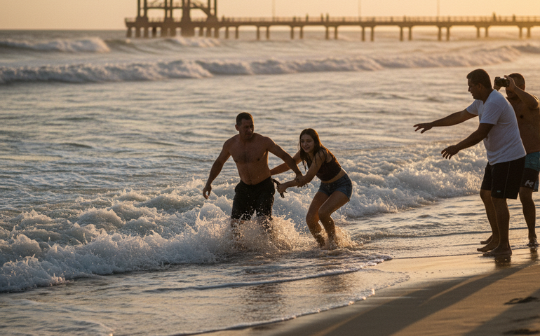 PM de folga salva dois jovens de afogamento na Praia de Iracema, em Fortaleza