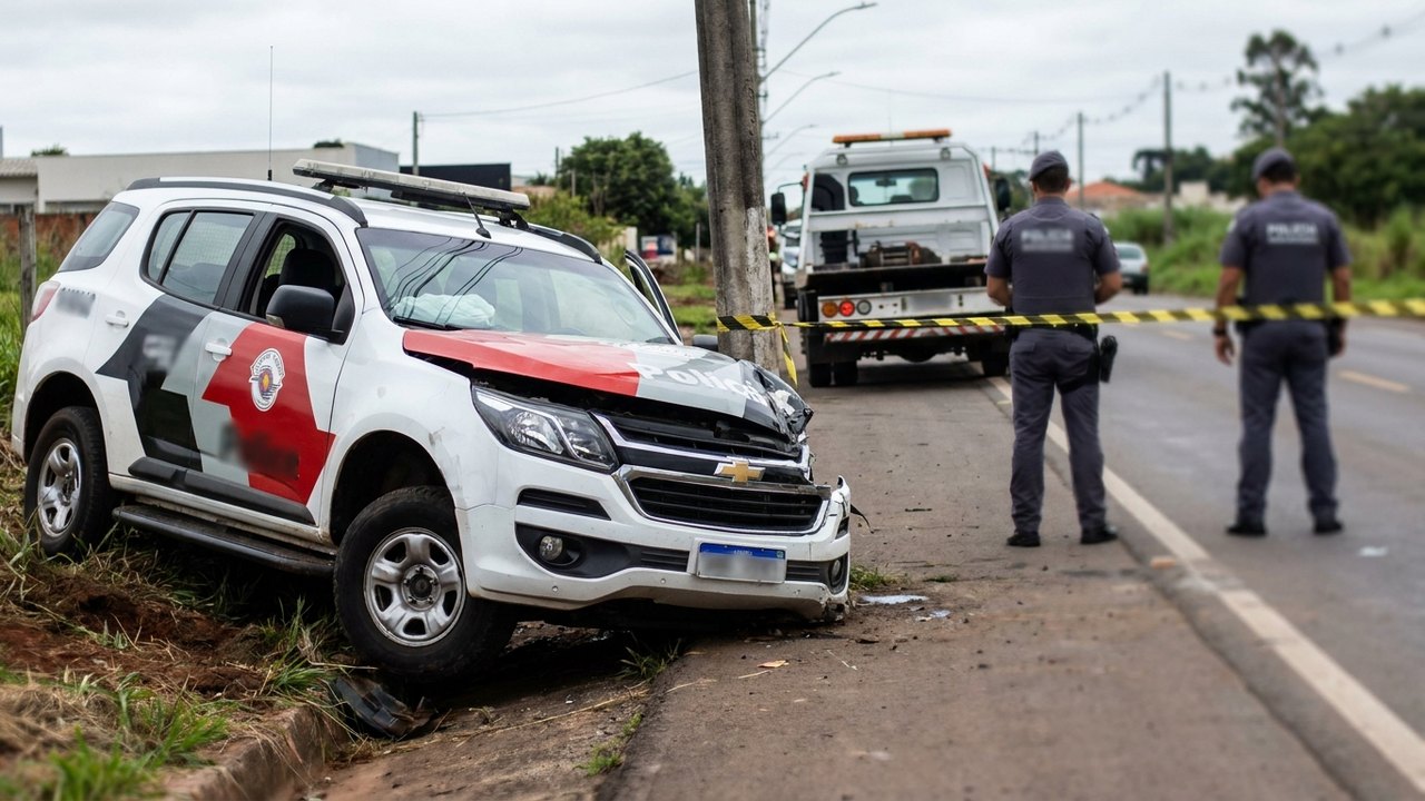Mulher furta viatura da PM e é presa após acidente durante fuga