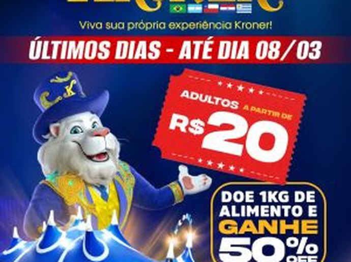Circo Kroner oferece meia-entrada solidária nas últimas sessões em Maceió