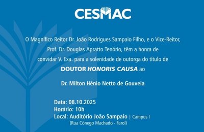 Cesmac concede título de Doutor Honoris Causa ao médico pediatra Dr. Milton Hênio Netto de Gouveia