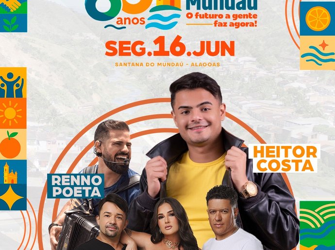 Prefeitura de Santana do Mundaú anuncia shows artísticos da festa de Emancipação Política