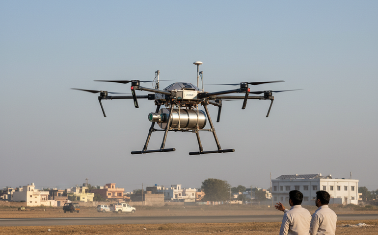Drone movido a hidrogênio é testado com sucesso na Índia