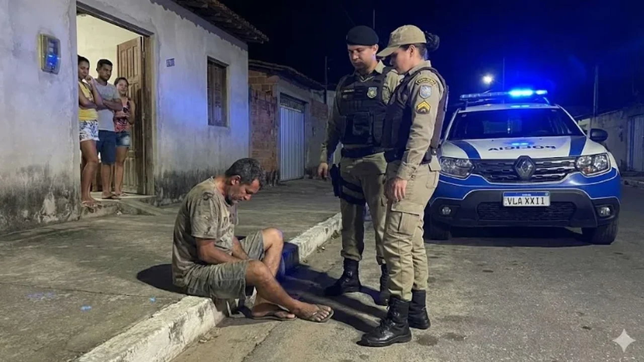Natal de medo: homem é preso após ameaçar esposa e enteado com faca peixeira em Palmeira dos Índios