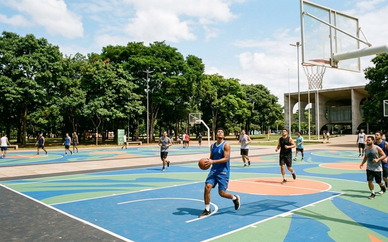 Parque da Cidade, em Brasília, ganha quadras de basquete reformadas e personalizadas