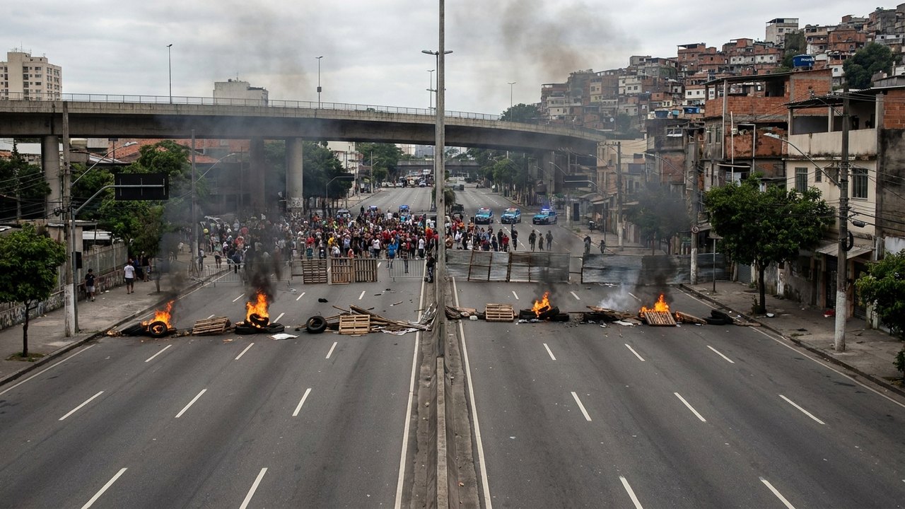 Protesto fecha Avenida São Francisco Xavier e Avenida Rei Pelé, na Mangueira