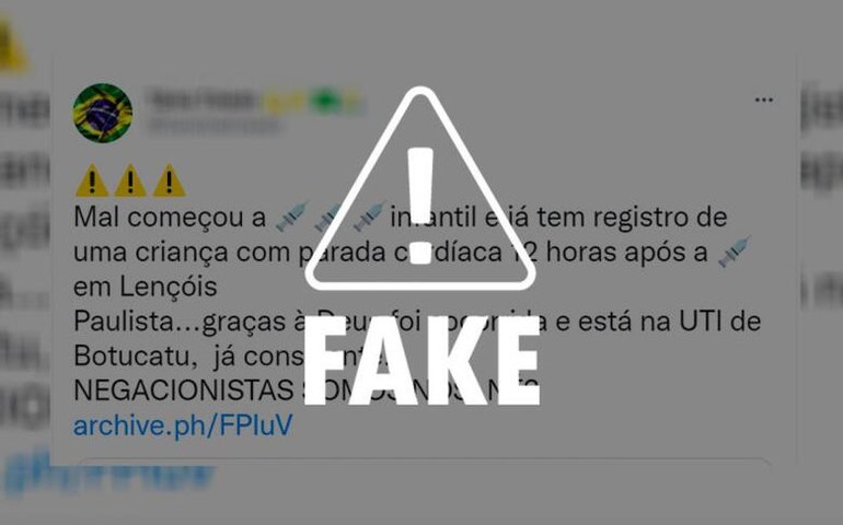 É falso que menina tenha sofrido parada cardíaca por causa da vacina contra Covid-19
