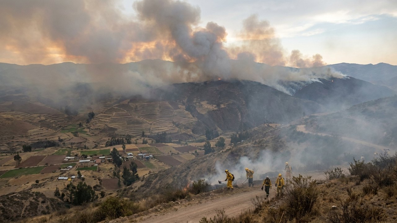 Incêndio florestal ganha grandes proporções e ameaça áreas agrícolas no Peru