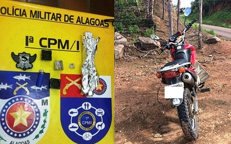 1ª CPM/I recupera motocicleta roubada e apreende suspeito de tráfico de entorpecentes