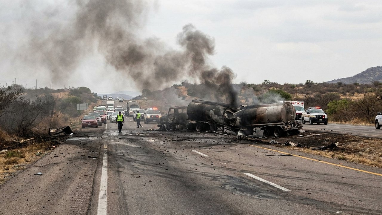 Explosão de caminhão-tanque bloqueia rodovia no México