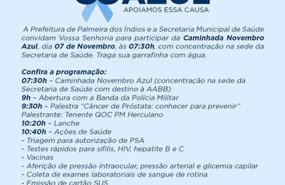Novembro Azul será iniciado com grande caminhada, em Palmeira dos Índios