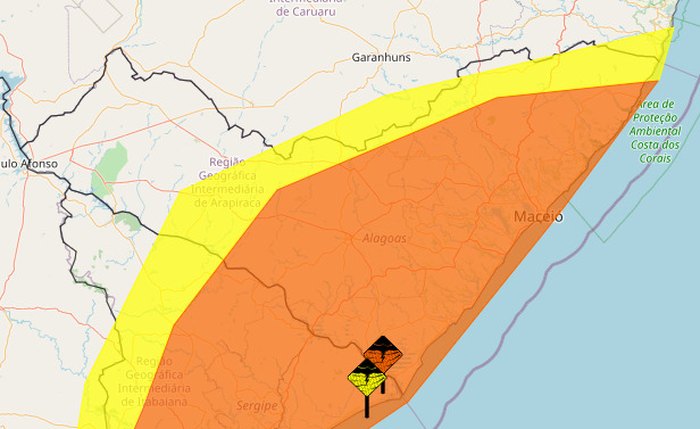 Alertas são para quase todas as cidades de Alagoas