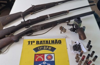 Homem é preso pela Polícia Militar com armas e munições na zona rural de Piaçabuçu