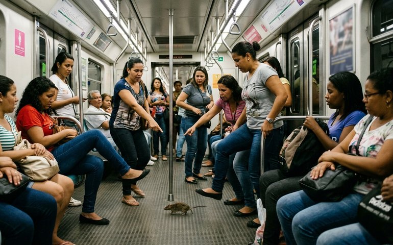 Rato causa alvoroço e viraliza em vagão feminino do metrô do Rio