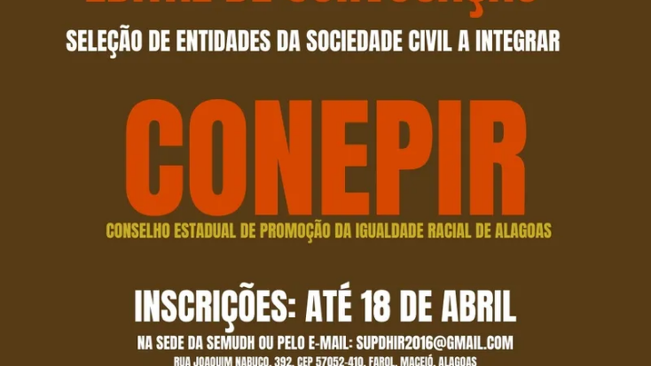 Conepir-AL divulga edital de convocação para sociedade civil