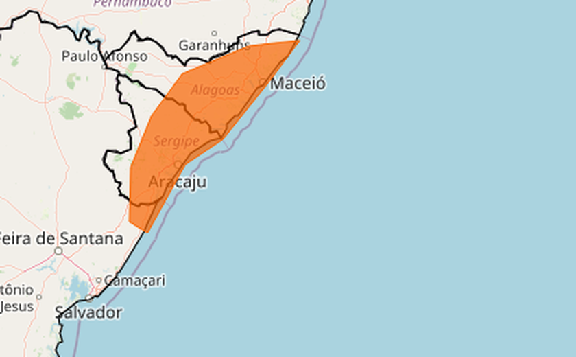 Inmet emite alerta laranja e 58 cidades de AL tem aviso de fortes chuvas