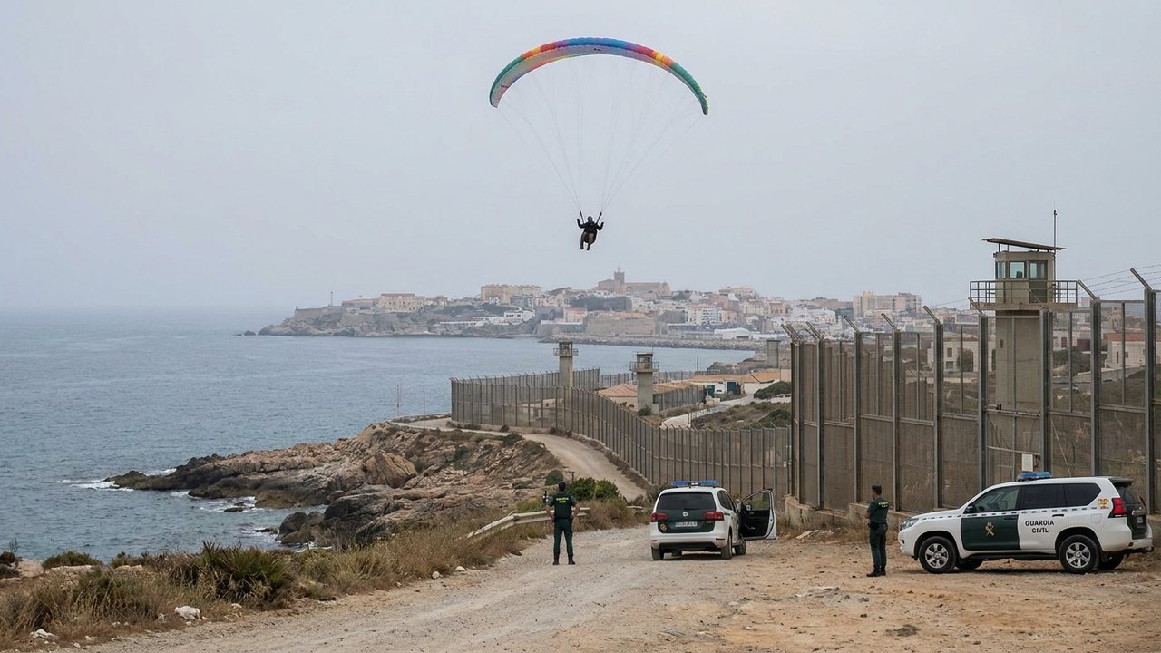 Não só via terra e mar: imigrante usa parapente para entrar em Ceuta via ar