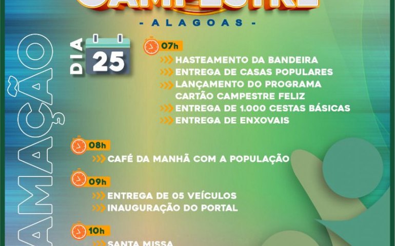 Município de Campestre comemora 28 anos de emancipação política na sexta, 25