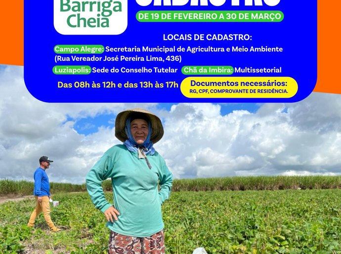 Secretaria de Agricultura de Campo Alegre inicia cadastros para o Projeto Barriga Cheia edição 2026