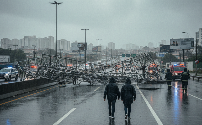 Via Light é interditada após queda de estrutura de ferro no sentido Nova Iguaçu