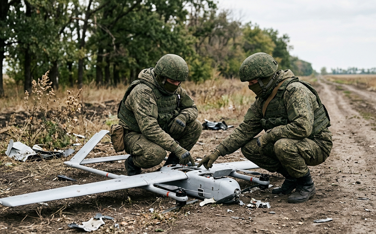 Militares russos neutralizam drone ucraniano em direção a Krasny Liman