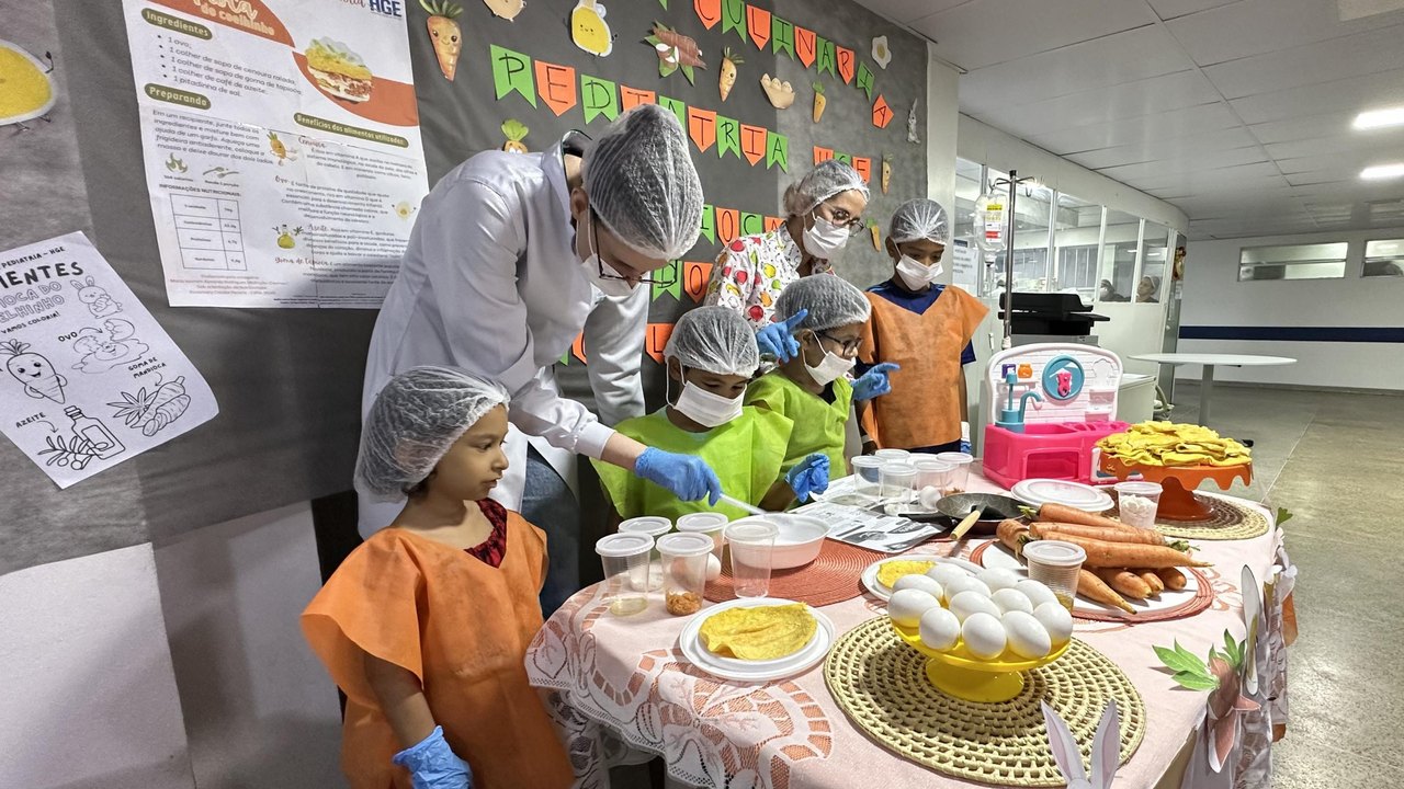 Oficina de Culinária na Pediatria do HGE ensina aos pequenos pacientes que é possível combinar sabor e saúde