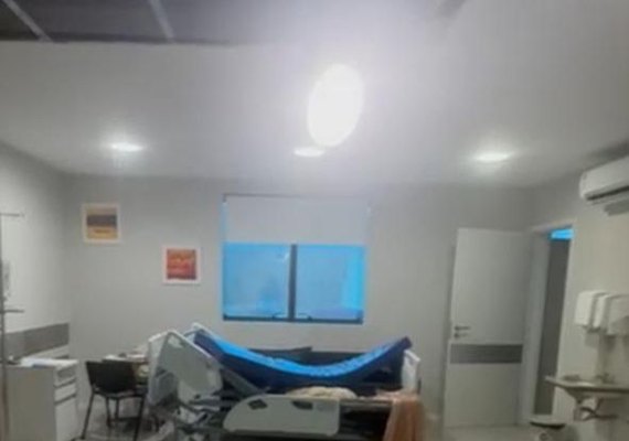 Teto da Santa Casa de Misericórdia do Farol desaba e quartos ficam alagados