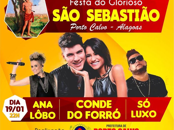 Prefeitura de Porto Calvo divulga programação da festa de São Sebastião