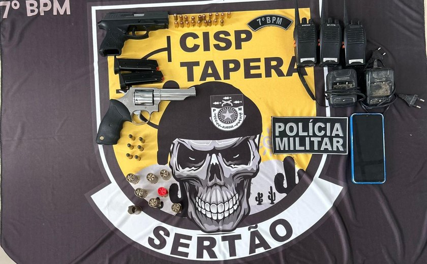 Polícia apreende três armas e drogas no Sertão e na Zona da Mata