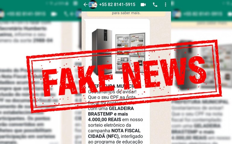 Fake News: Campanha Nota Fiscal Cidadã não informa resultado de premiações via WhatsApp