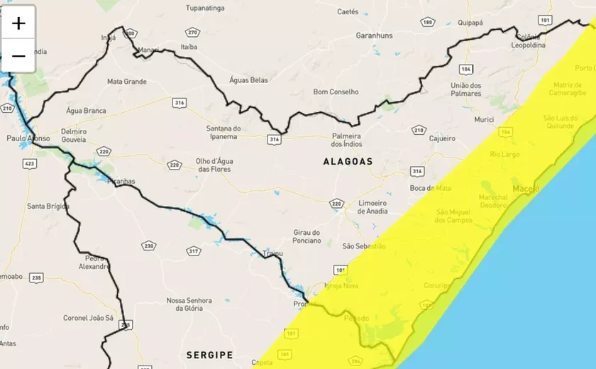 Maceió está entre os 47 municípios de AL sob alerta por acúmulo de chuva, diz Inmet