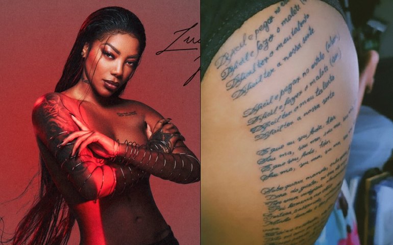 Fã faz tatuagem com letra de música de Ludmilla e surpreende cantora