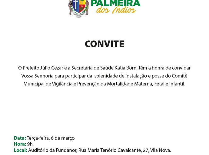 Prefeito Júlio lança Comitê de Vigilância e Prevenção da Mortalidade Materna nesta terça (06), em Palmeira