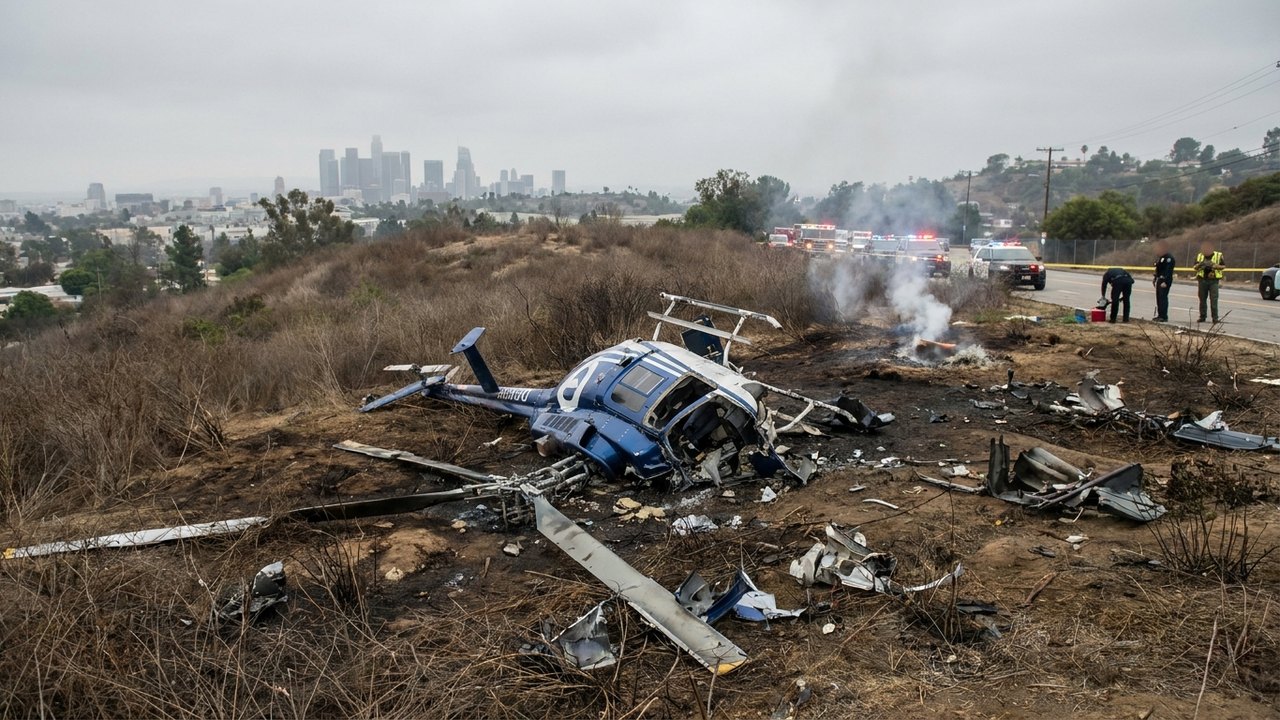 Helicóptero cai em Los Angeles e deixa pelo menos 3 mortos