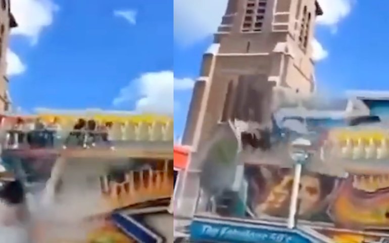 Brinquedo em parque de diversões na Bélgica quebra e arremessa pessoas para o ar