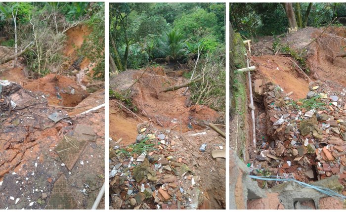 Buraco surgiu após fortes chuvas no último ano Buraco surgiu após fortes chuvas no último ano