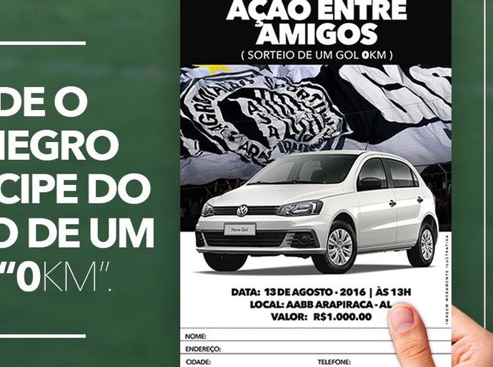 Diretoria alvinegra inicia venda de bilhetes para sorteio de automóvel 0 km