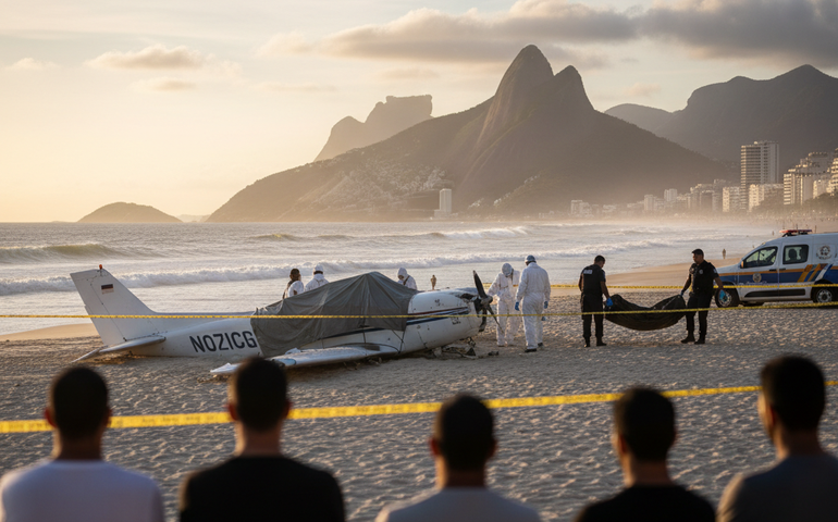 Polícia Civil deve concluir em 30 dias  investigação sobre queda de avião na Praia de Copacabana