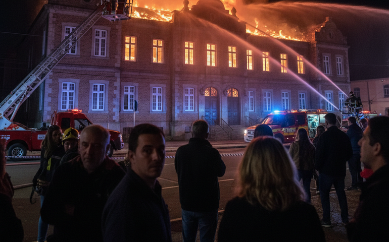 Colégio Marista Santa Maria é atingido por incêndio de grandes proporções