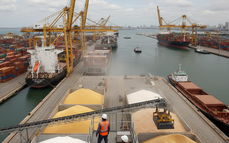 Movimentação de cargas no Porto de Santos bate recorde anual com mais de 171 milhões de toneladas