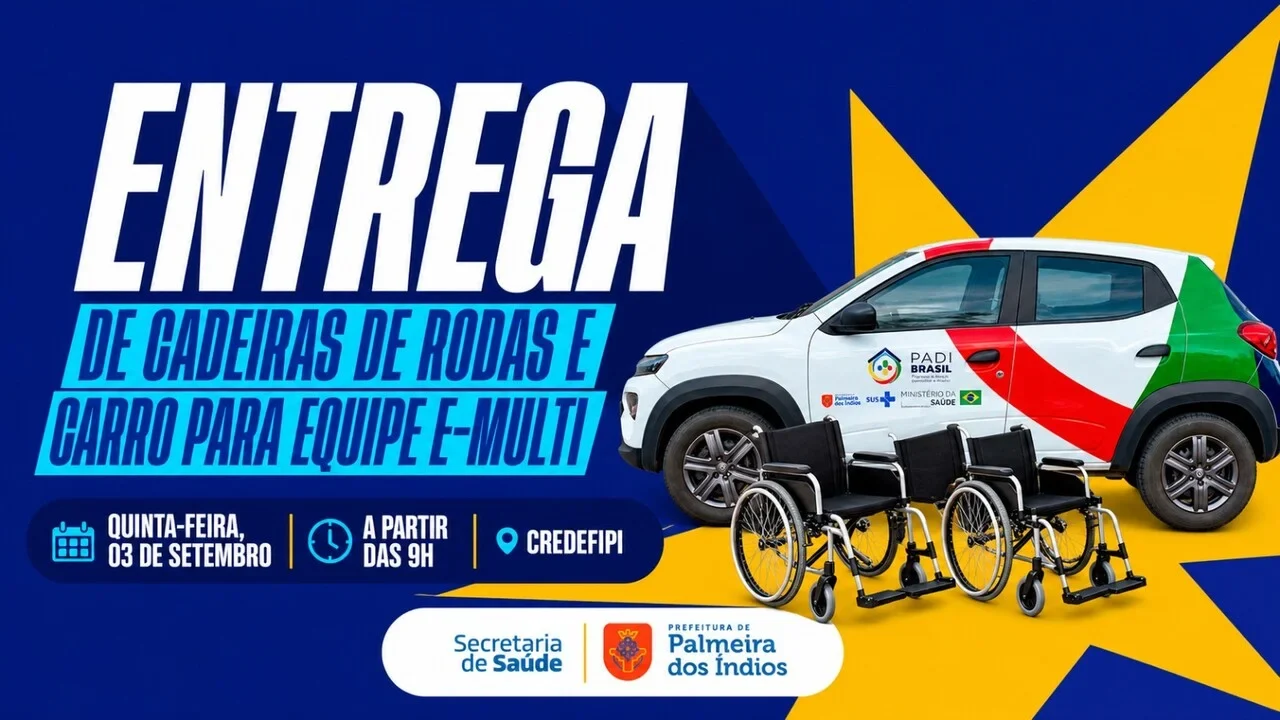 Palmeira anuncia 19 cadeiras de rodas e veículo para atendimento domiciliar