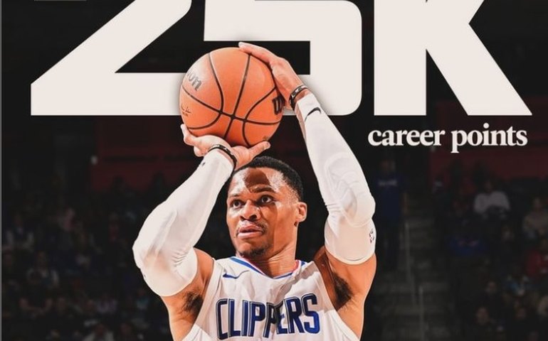Clippers vencem e Westbrook chega a 25 mil pontos na carreiras na NBA; Gui faz 4 pelos Warriors
