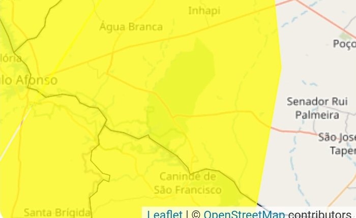 Cidades estão sob alerta de vendaval