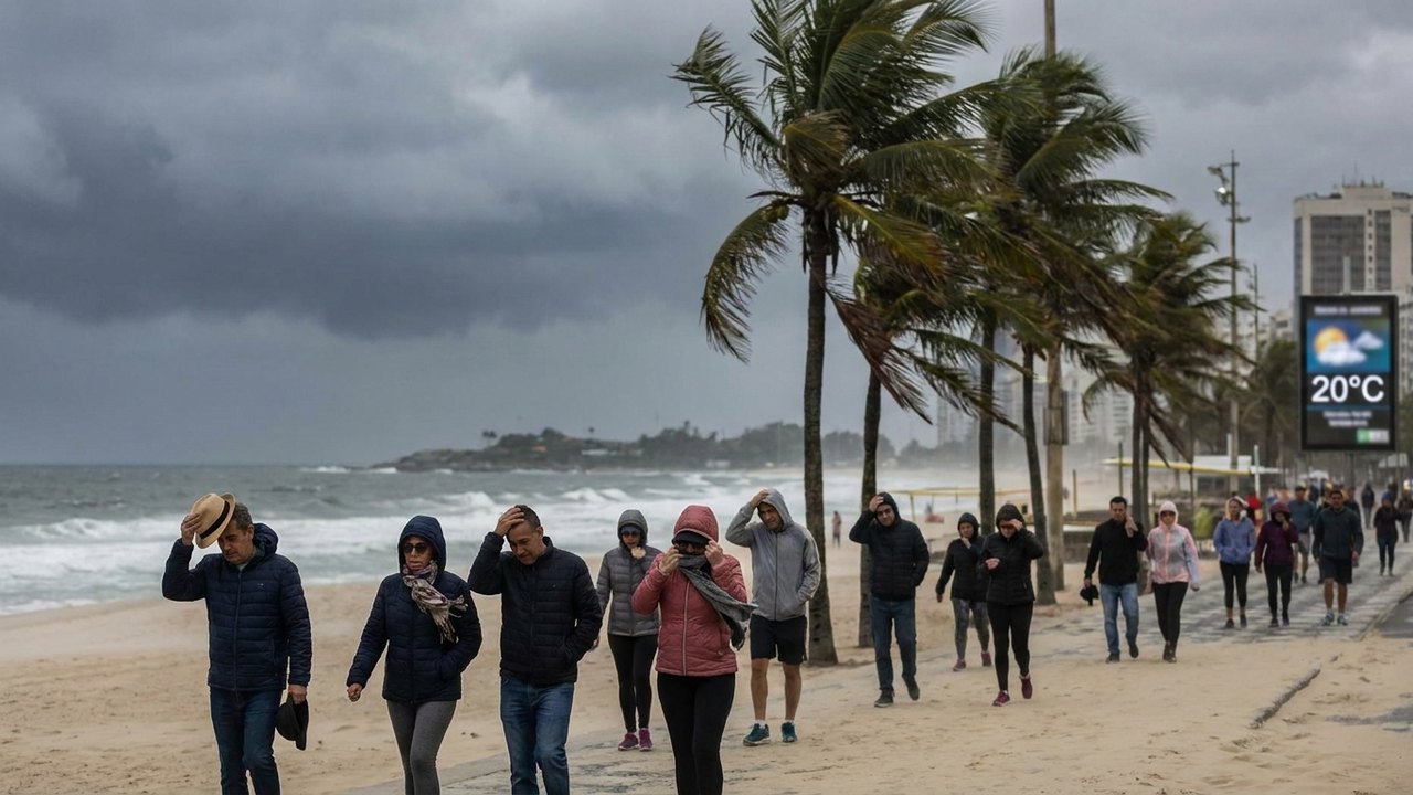 Defesa Civil faz recomendações à população: Rio pode chegar a 35°C antes da passagem de frente fria; ventos de quase 60 km/h já se aproximam; vídeo
