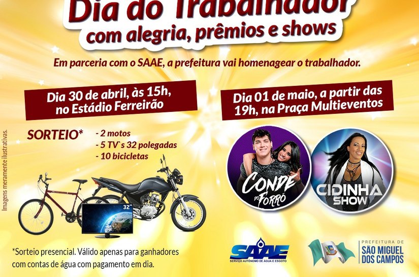 Prefeitura de São Miguel promove grande festa no Dia do Trabalhador