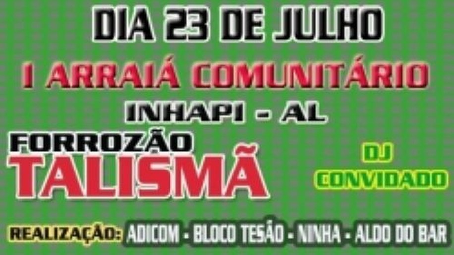 Tem festa em Inhapi no próximo dia 23