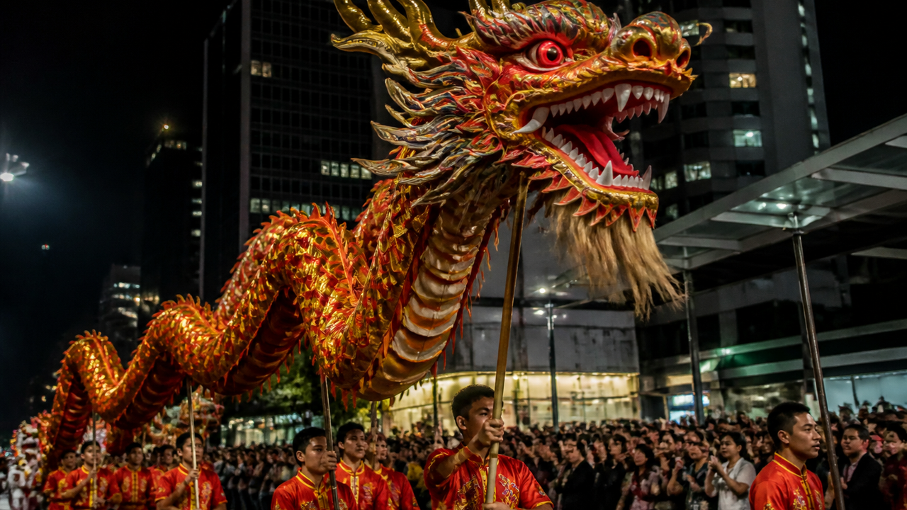 Dragão chinês gigante toma Avenida Paulista durante Festival da Lua