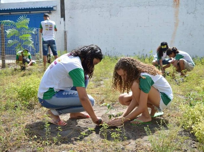 Estudantes do município e Projeto AMA participam do plantio de árvores em Luziápolis