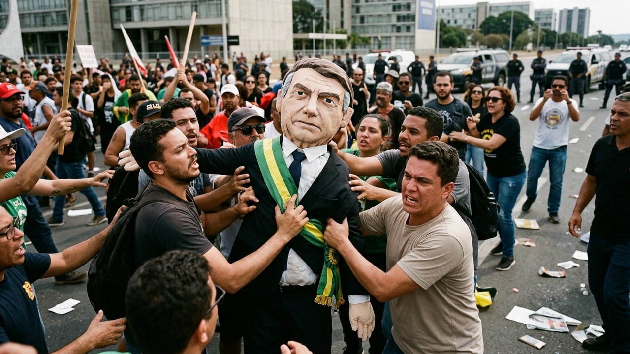 Boneco de Bolsonaro e gritos de 'sem anistia' provocam confusão em atos no DF e em SP