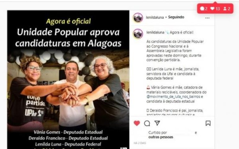 UP terá nomes em AL para proporcionais à Assembleia e Câmara dos Deputados